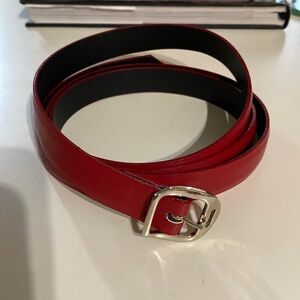 Plus size Slim red leather belt